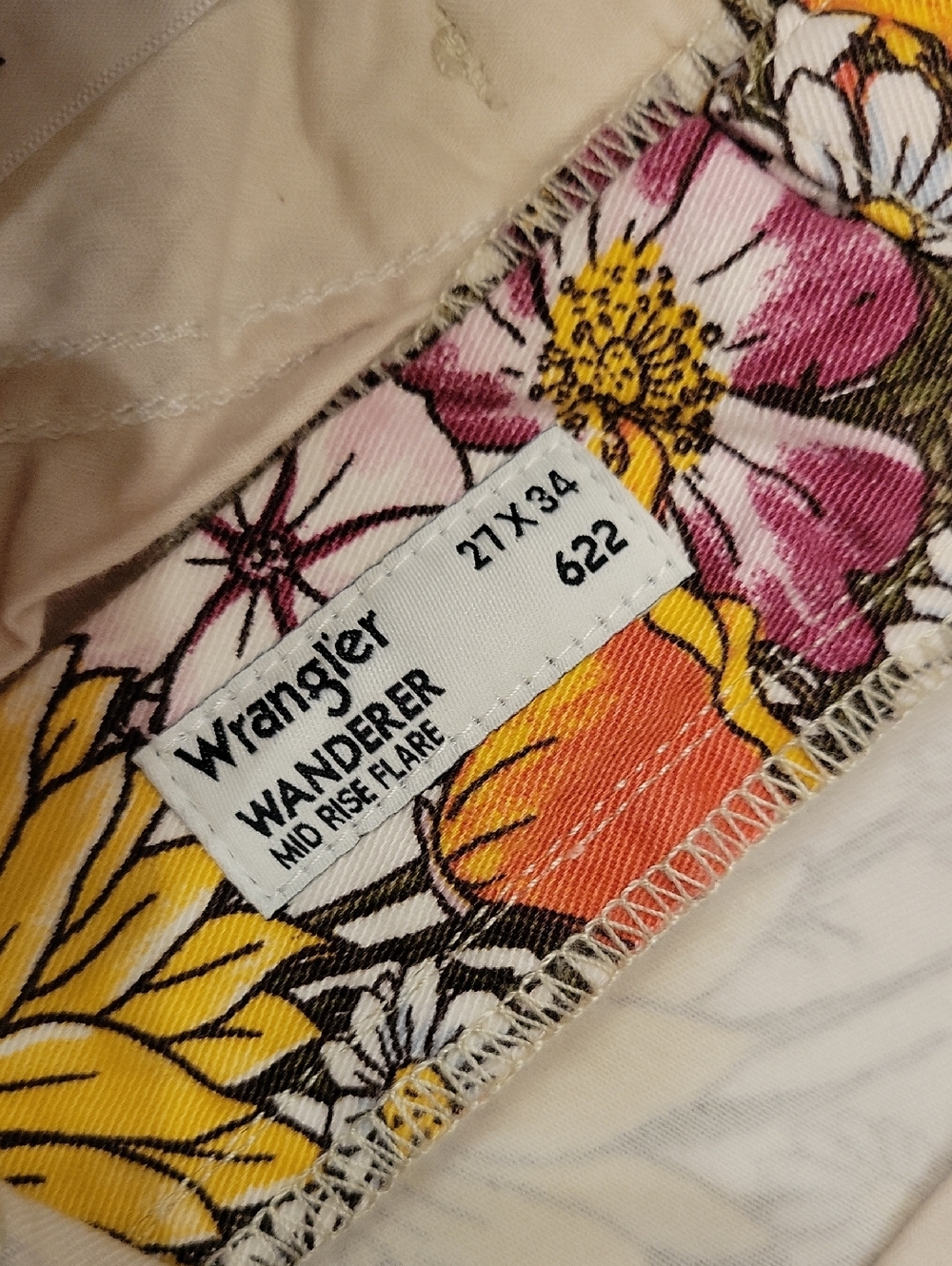 Floral Free People X Wrangler Wanderer Mid Rise Flare Jeans - Picture 6 of 6
